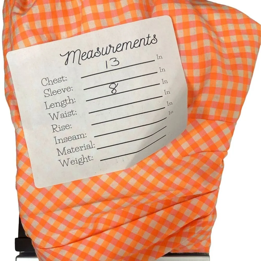 ZARA Gingham Ruched Smocked Back Crop Top Tie Straps XS Orange White #2975 - Image 7