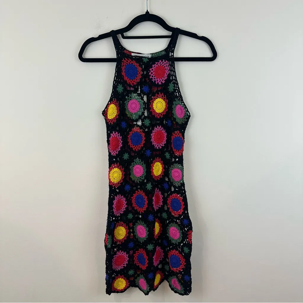 H&M Coachella Collection Multicolored Crochet Dress Size 4 Women's NWT - Image 2
