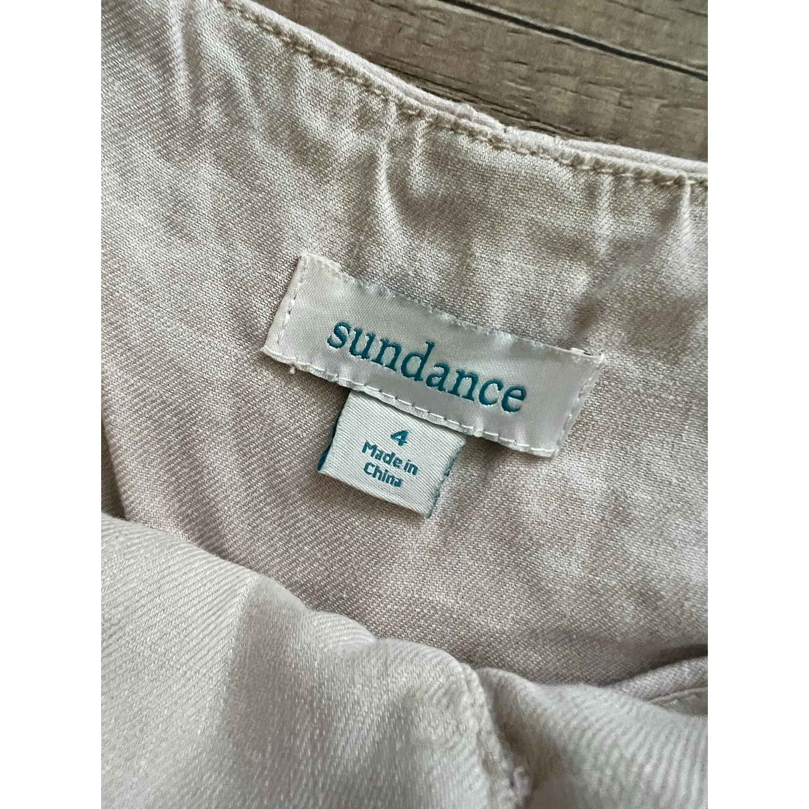 Sundance The Villa Wide Leg Cropped Linen Blend Pants Size 4 Khaki Cream - Image 3