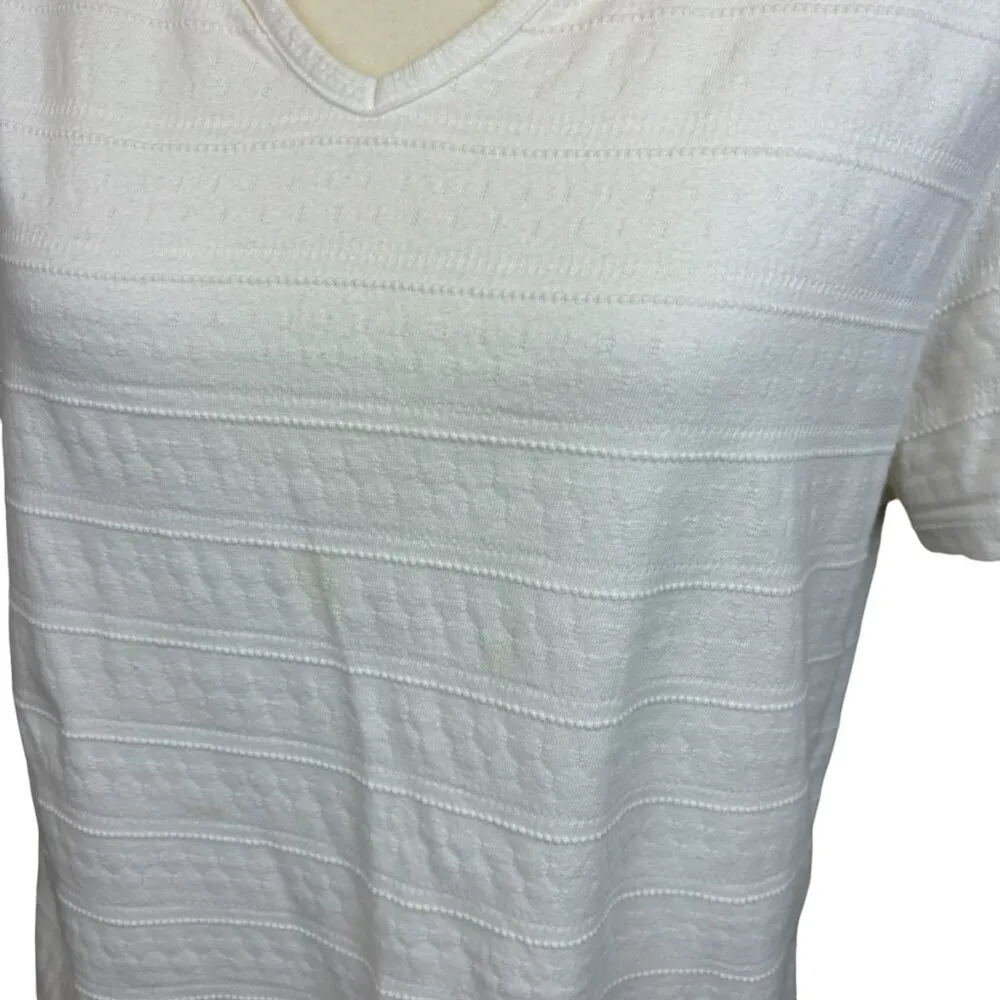 Basic Editioins blouse, size XL, textured stripes, summer, vacation, beach - Image 2