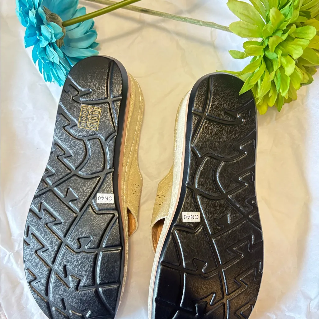 Kiplyki Stretch Orthotic Slide Sandals Cross Sandals Woven Beach Wedge Shoes Brown Size 8 - Image 7