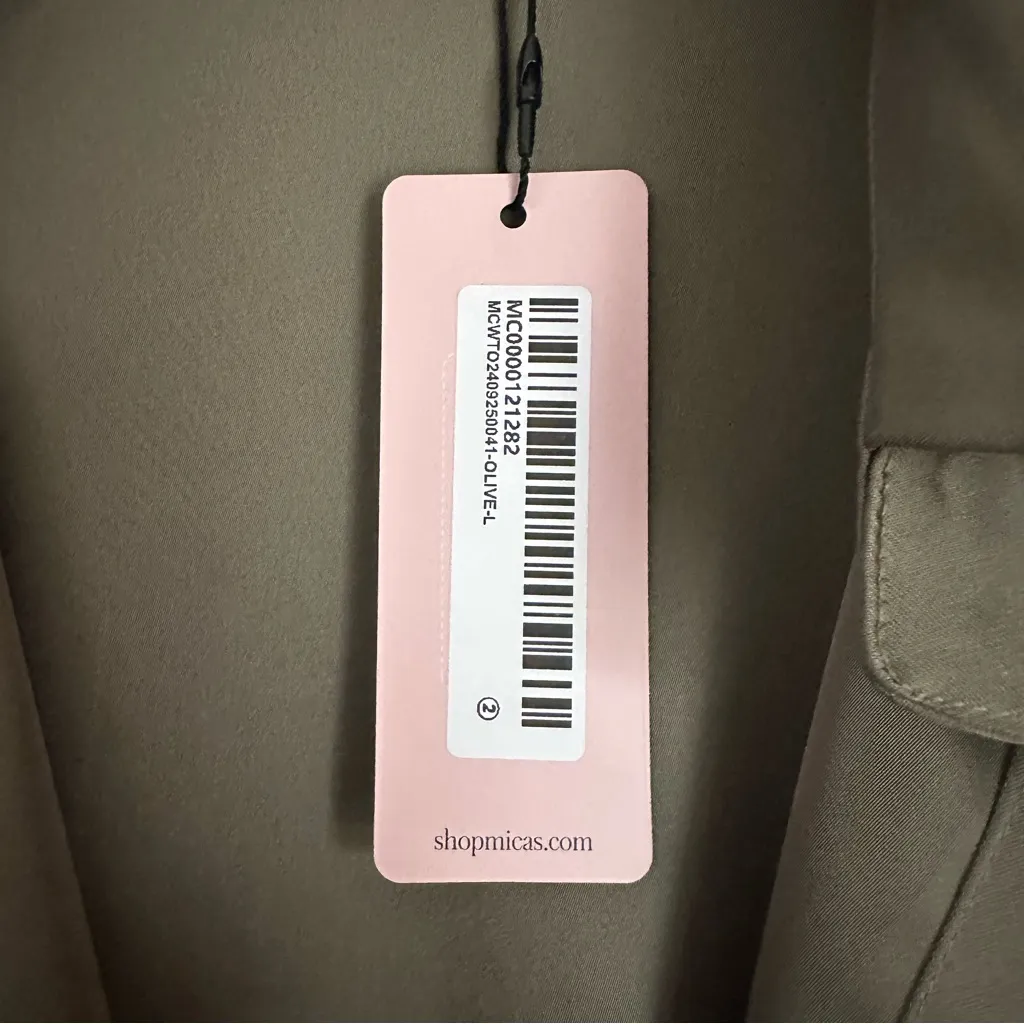 Micas Olive Green Open Front Satin Pull On Long Sleeve Bodysuit Size Large - Image 7