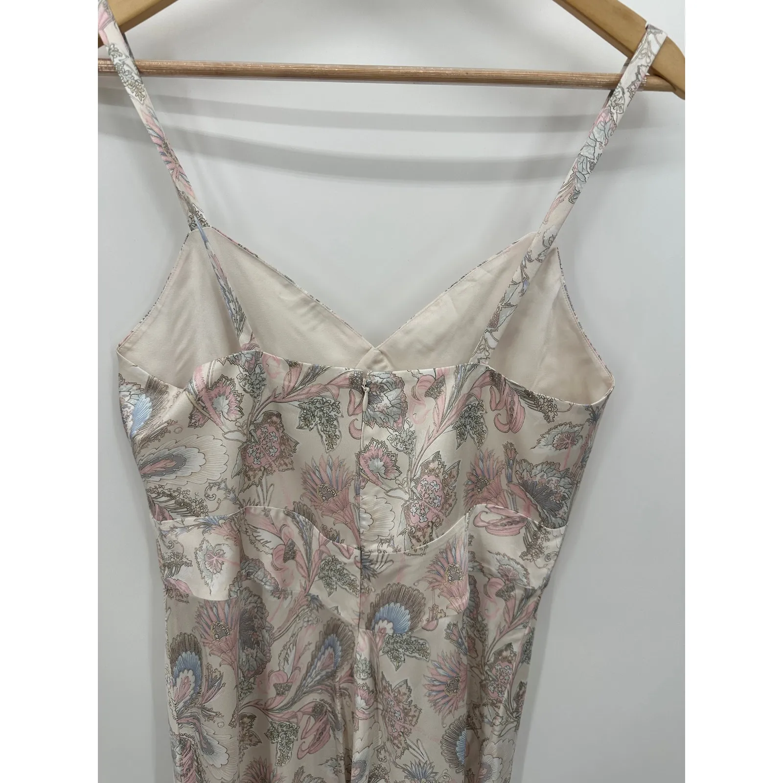 Polo Ralph Lauren Floral Sleeveless Satin Gown Women 4 Maxi Slip Sexy V Neck - Image 9