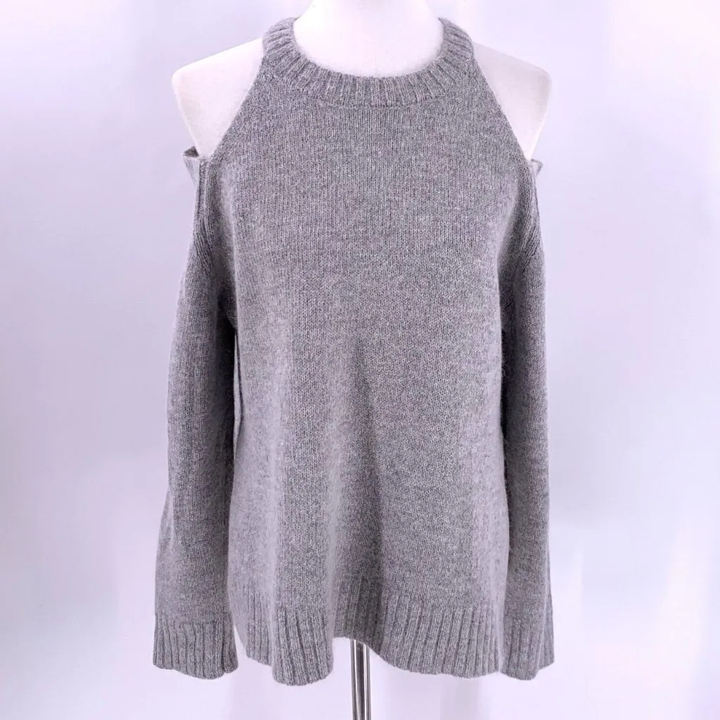 J.O.A. Gray Angora Blend Cold Shoulder Sweater Size Medium - Image 3
