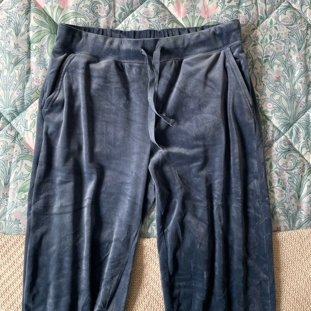 Loft  EUC Blue Velvet Joggers - Image 2