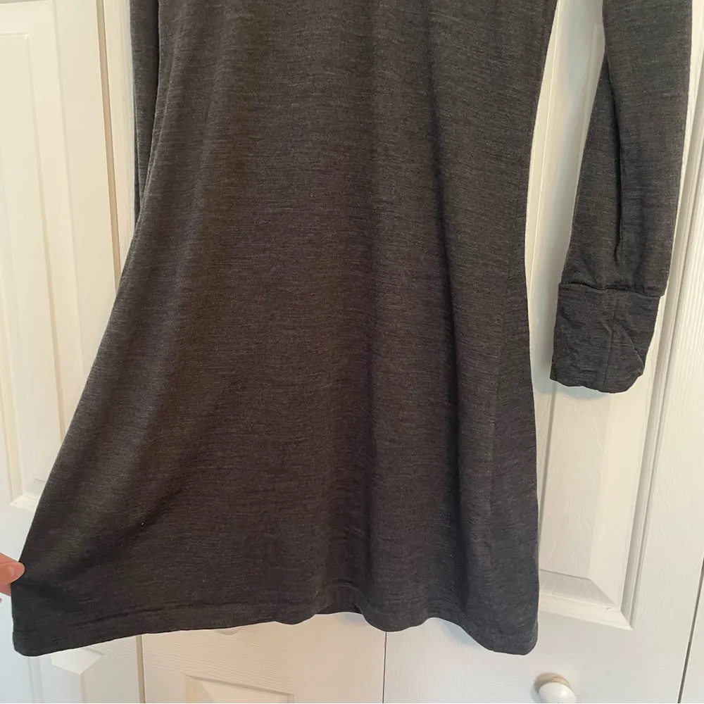 Icebreaker Merino Wool Ariana Dress Sz Small Grey Button Mock Neck Gray - Image 10