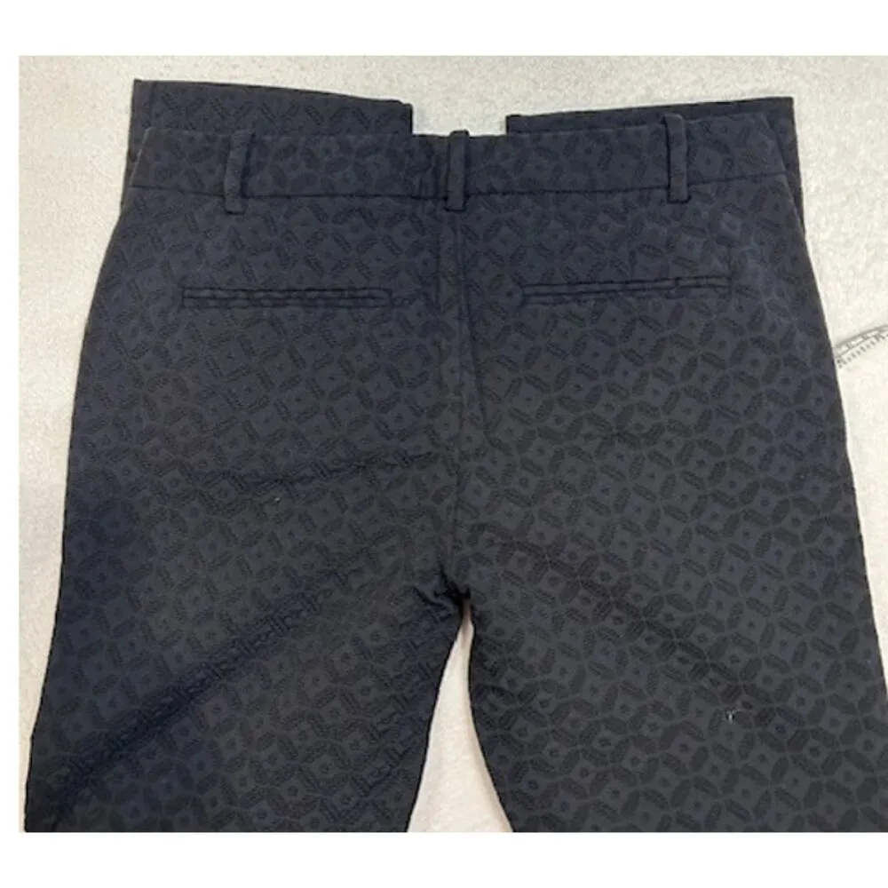 THEORY Black Izelle Charismatic Jacquard Geometric Pants Business Office Size 4 - Image 9