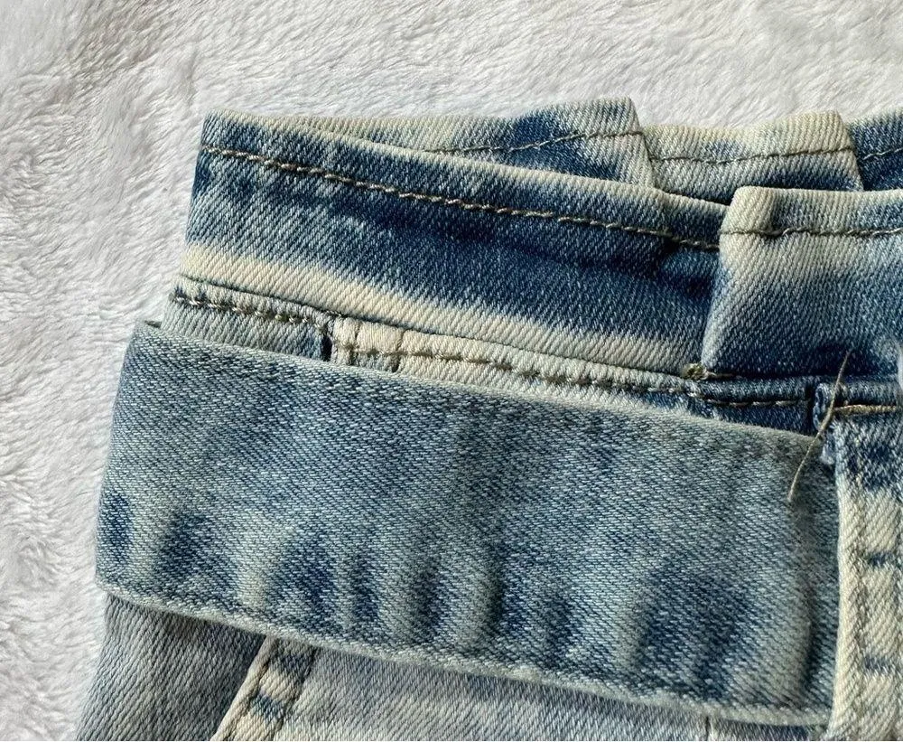 Blue Spice Twist Of Fate Paperbag Waist Denim Shorts in Light Blue Wash - Size 1 - Image 8