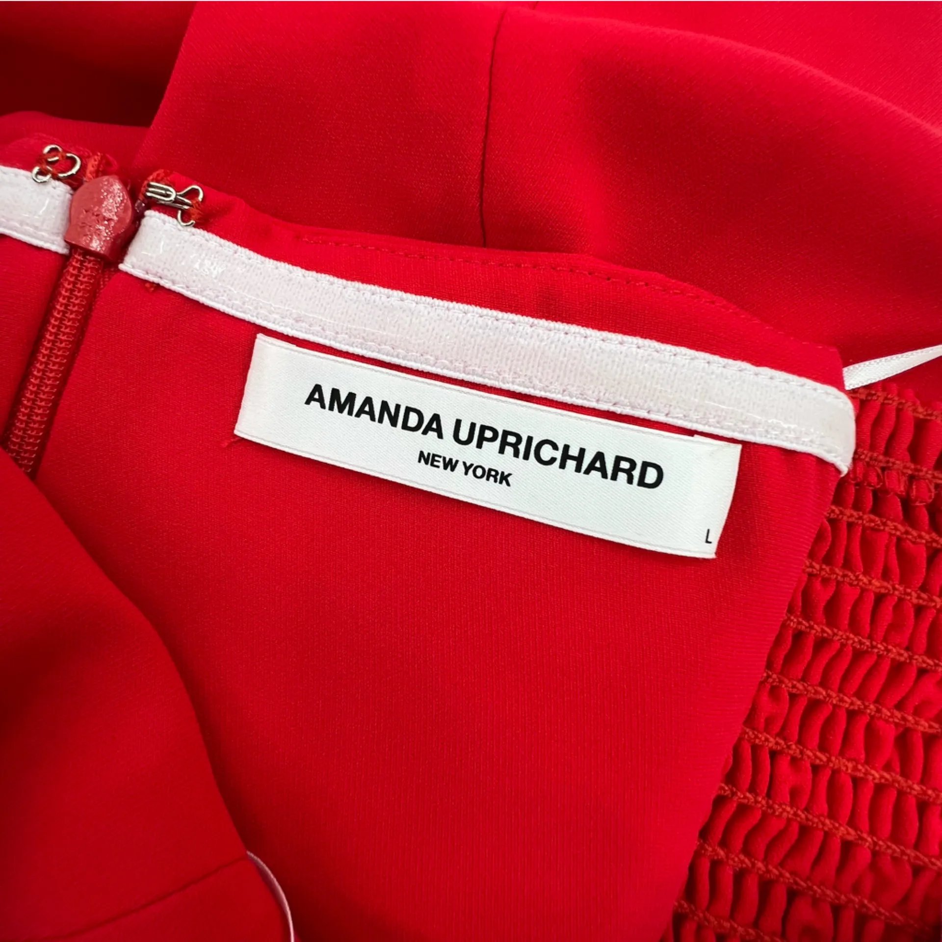 AMANDA UPRICHARD Mandy Midi Dress in Lipstick Red Strapless Sz L - Image 6