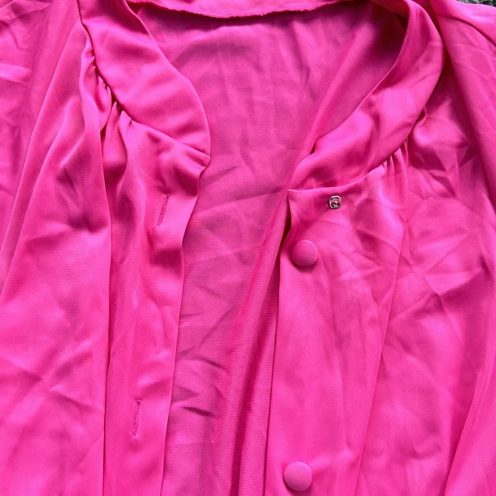 Vintage Vanity Fair Nylon Nightgown & Robe Set Hot Pink White Small - Image 7
