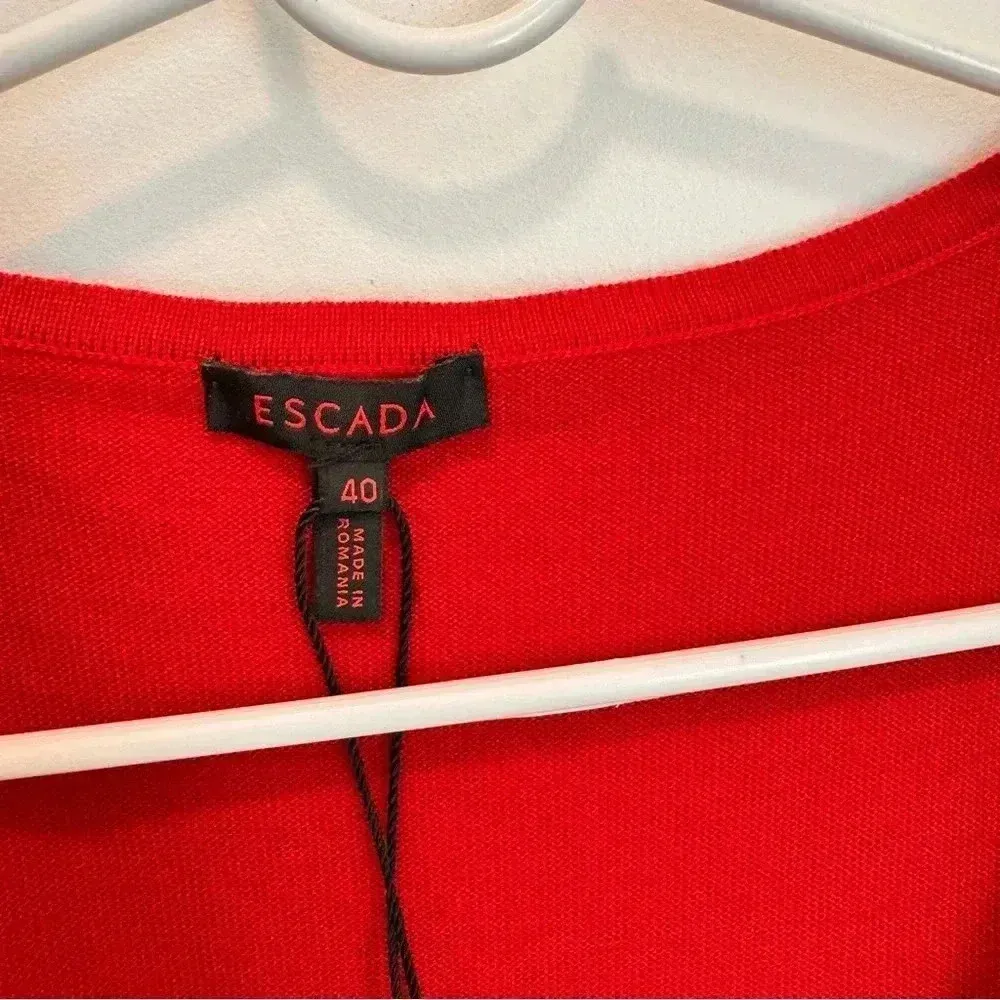 ESCADA Top Womens 40 Red 100% SCHURWOLLE Scoopneck Knit Tank Size undefined - Image 2