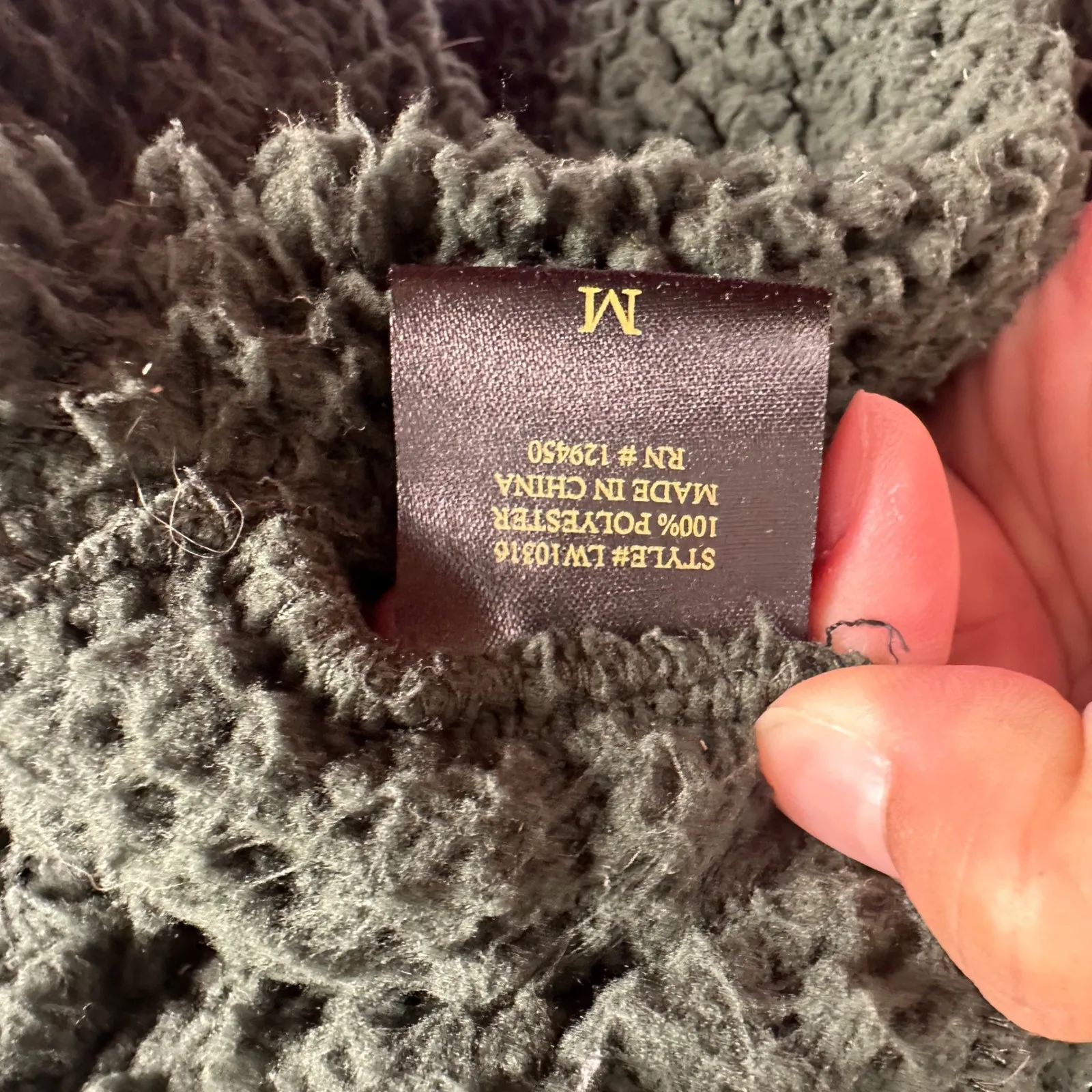 Lee‎ Sherpa Jacket Womens Medium Button Front Olive Green Cozy Warm Outerwear - Image 9