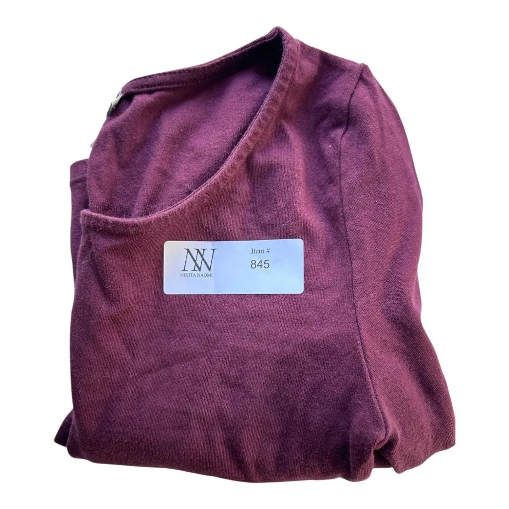 #845 Charlotte Russe Plum Bodycon Dress XS Long Sleeve Stretchy Knit - Image 5