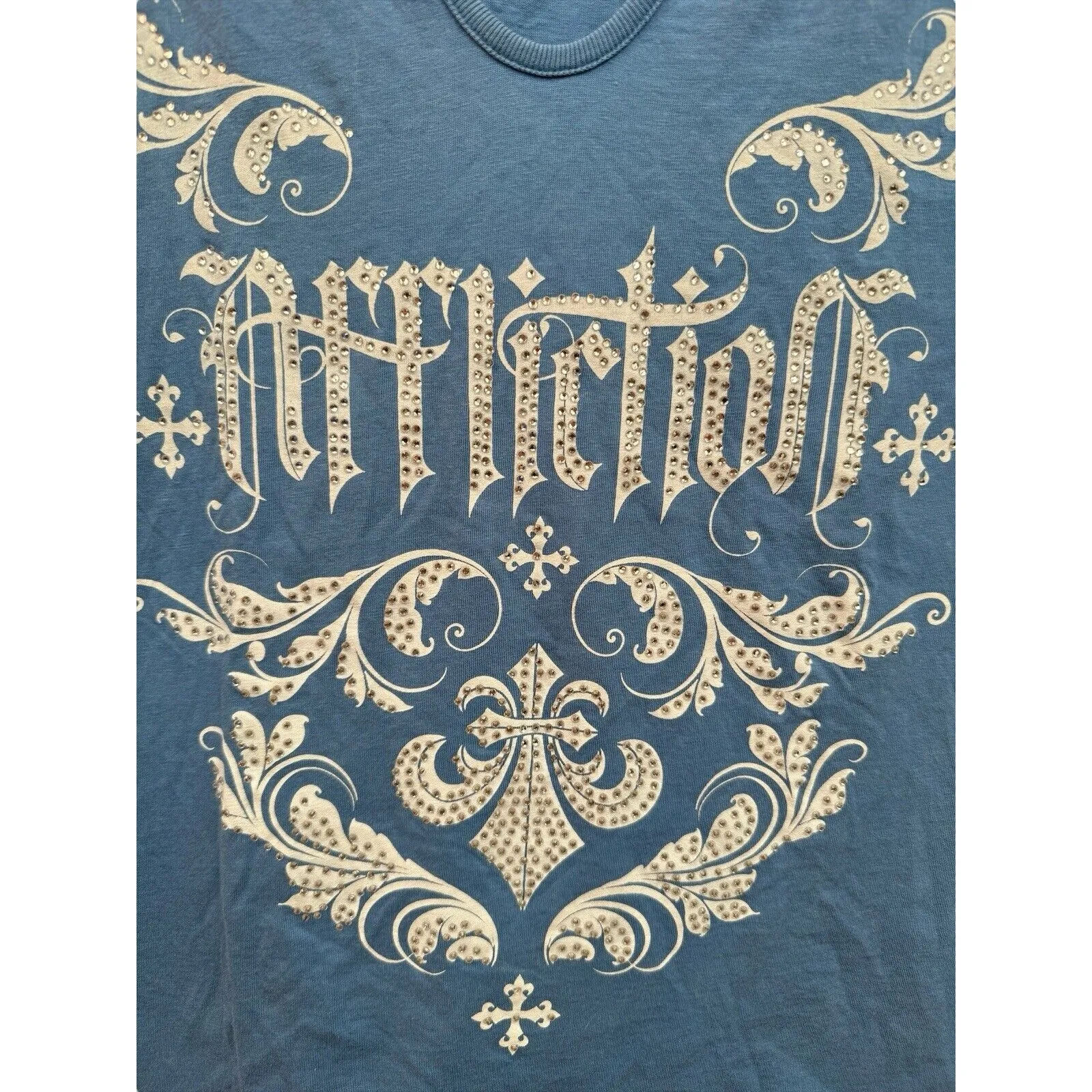 Affliction Shirt Women Size Large Y2K Studded Rhinestone - Image 5