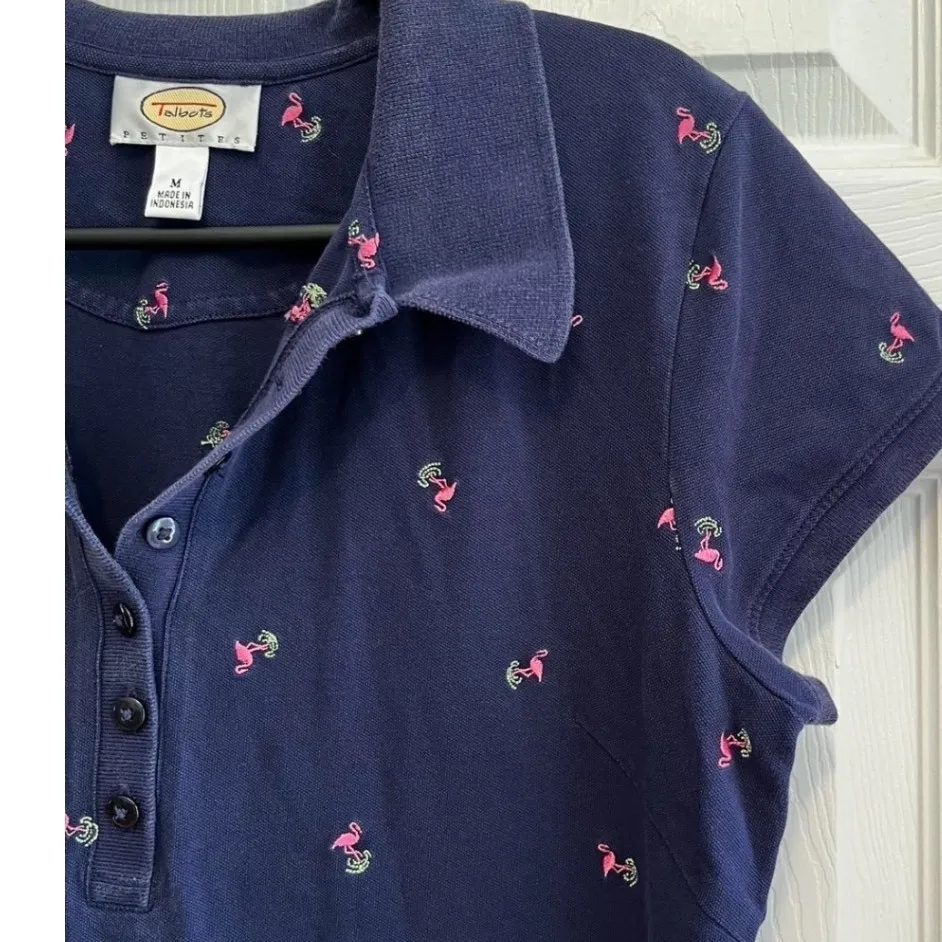 Talbots Petite Navy Flamingo Embroidered Polo Shirt Dress Size M
Preppy Nautical - Image 5
