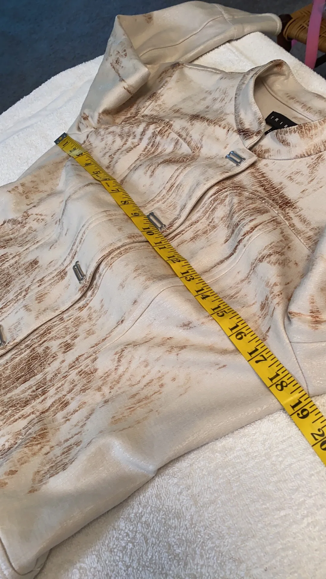 Tribal jacket mock turtleneck snap button Sz 6 White - Image 9