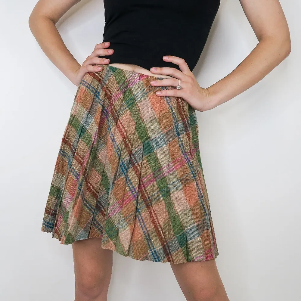 Vintage 60s Pleated Plaid Schoolgirl Mini Skirt Size XS - Image 5