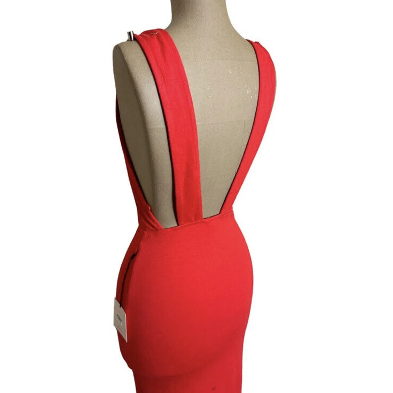 Superdown Maxi Dress Erika Red Deep V Jersey Stretch New - Image 7