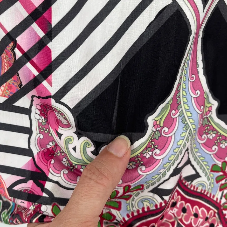 Unity World Y2K Babydoll Top Sz M Boho Fairy Grunge Tunic Pleated Sequin Paisley Pink Size M - Image 9