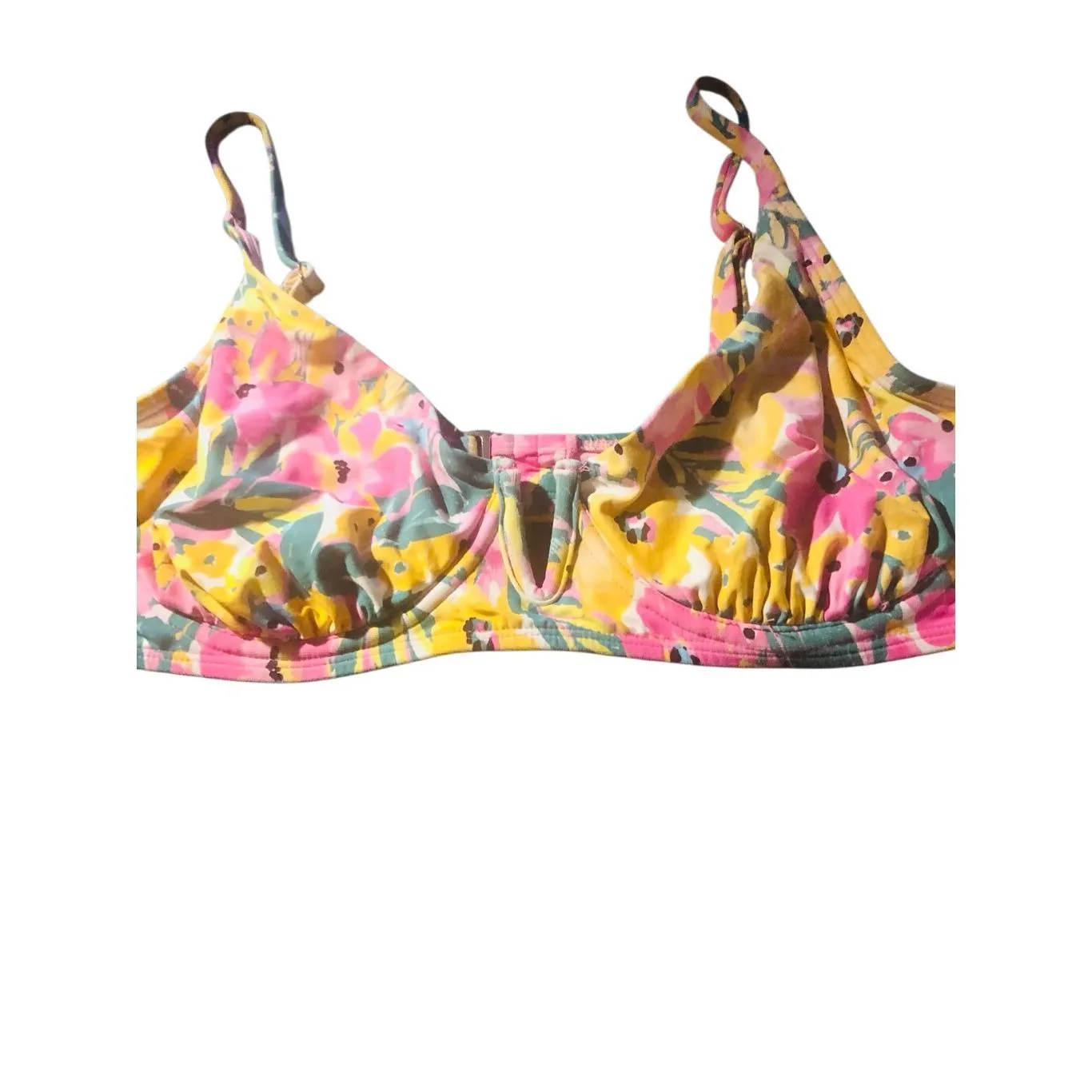 Anne Cole Women's V Wire Floral Elongated Underwire Bikini Swim Top size L - Image 3