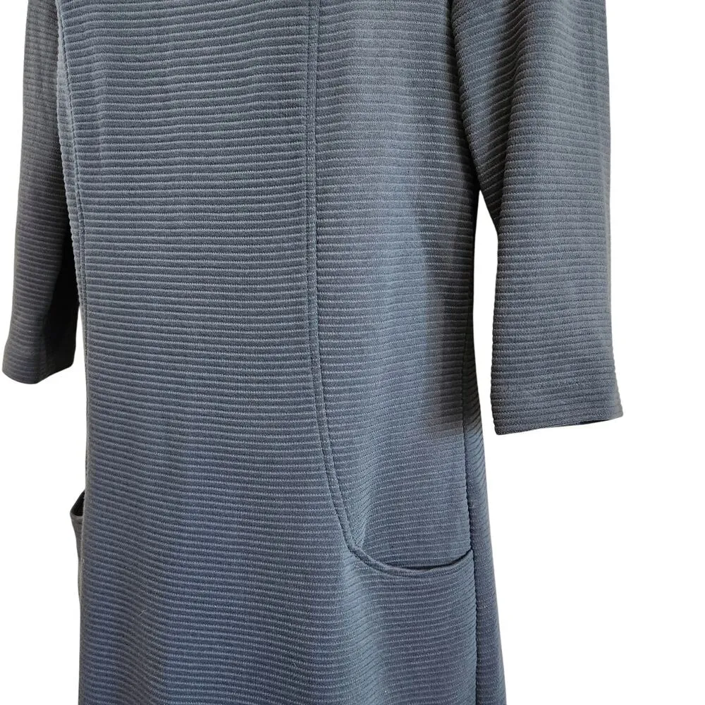 Boden Ribbed Jersey 3/4 Sleeve With Pockets Ribbed Sheath Dress Blue Size 4 R - Image 4
