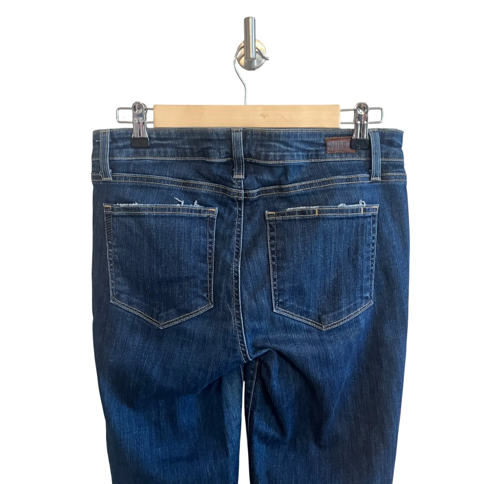 Paige Raw Hem Distressed Mid Rise Skinny Jeans Landyn Blue Size 30 - Image 4
