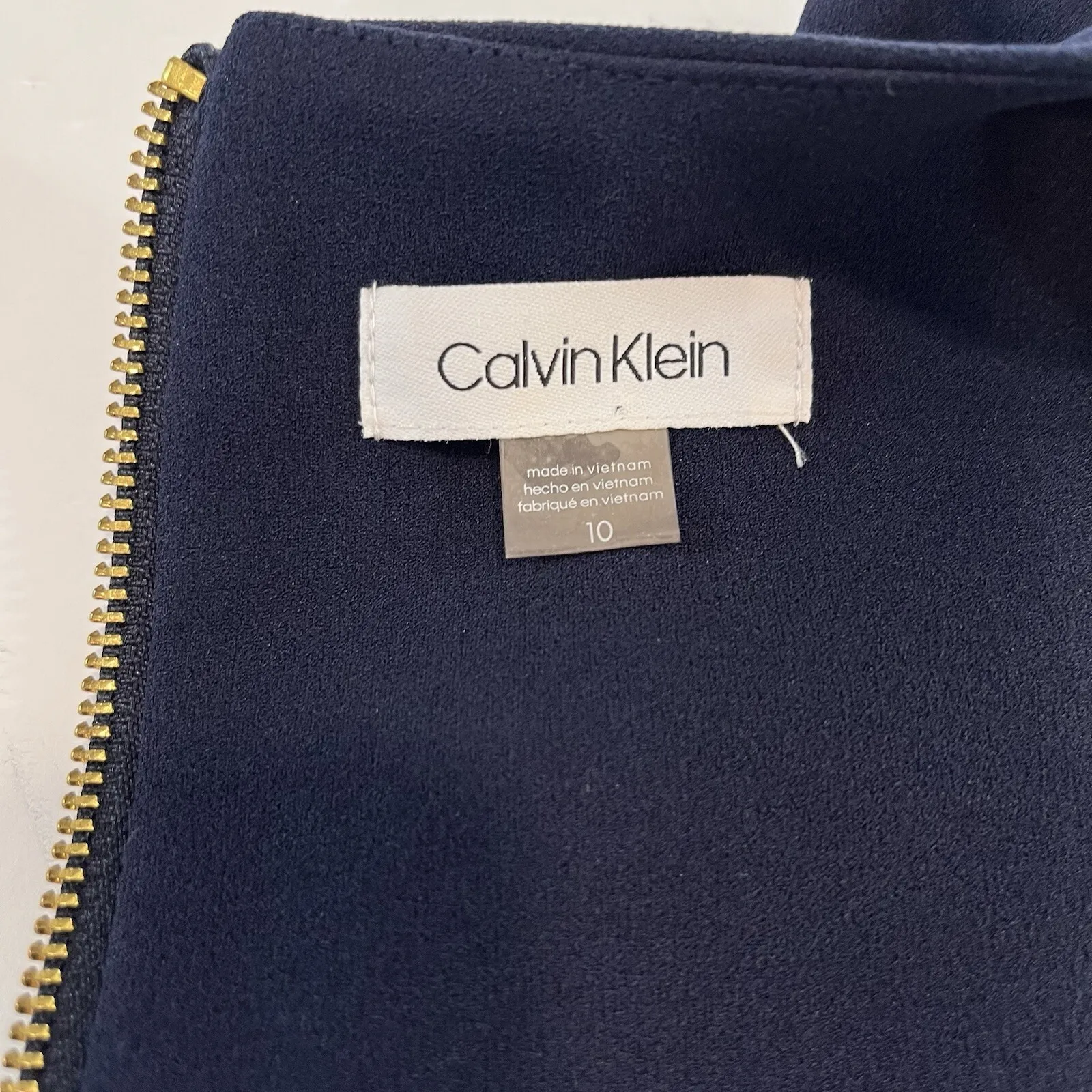 Calvin Klein Navy Blue Sleeveless Stretch Crepe Sheath Dress Size 10‎ - Image 8