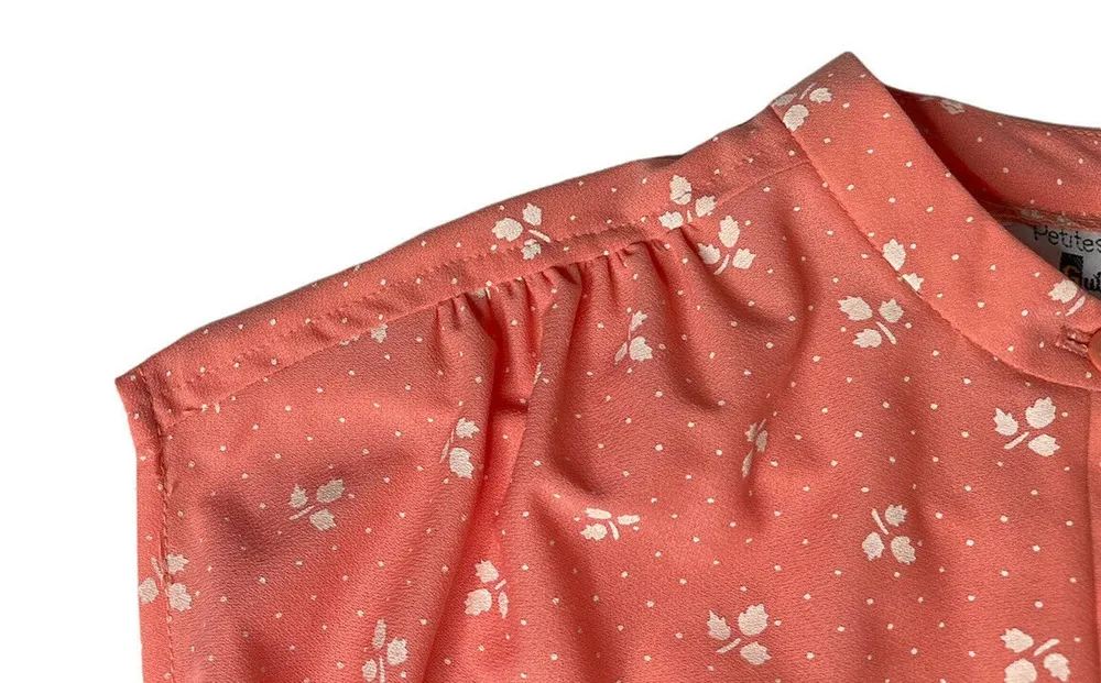 Vintage Marty Gutmacher Peach Polka Dot Floral Pleated Skirt & Blouse Set Sz 12P - Image 5