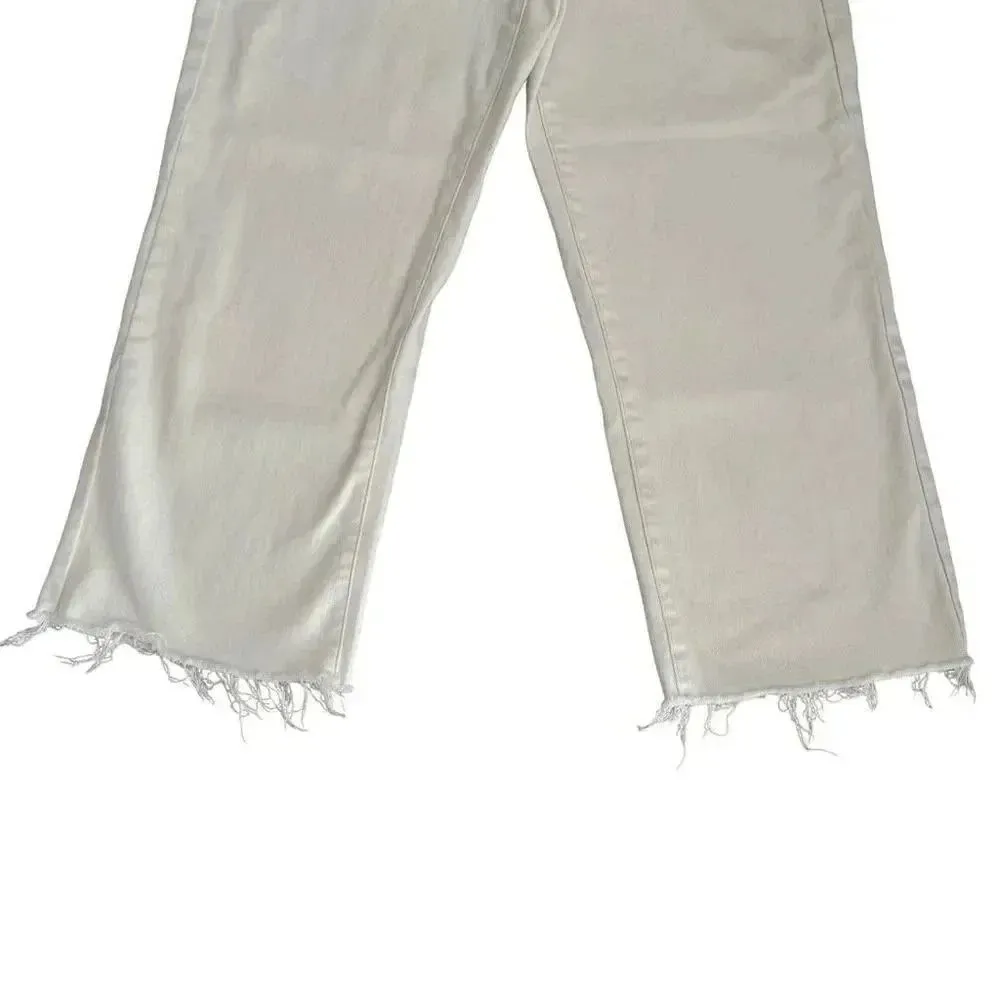 Judy Blue White Wide Leg Crop High Waisted Y2K Minimalist Denim SZ 7/28 #1942 - Image 3