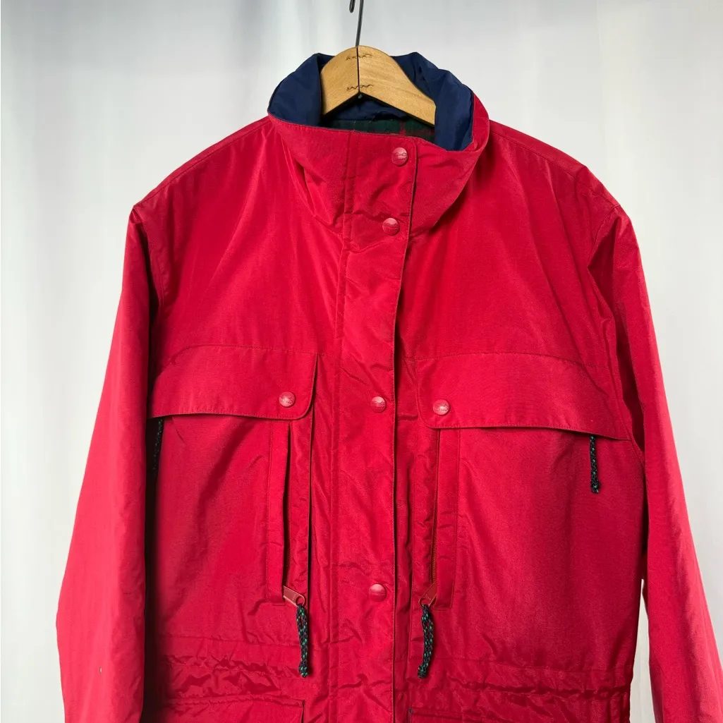 L.L. Bean Flannel Lined Utility‎ Jacket in Red Size Medium - Image 2