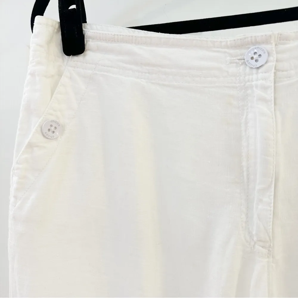 Chico’s Linen Wide Leg Palazzo pants White sz 1.5 Medium - Image 2