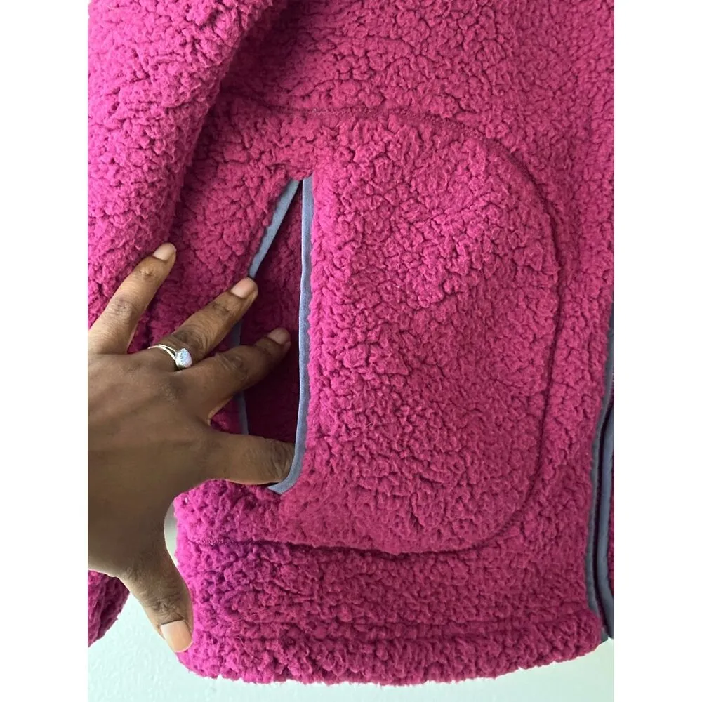 Universal Thread Colorblock Sherpa Teddy Fleece Jacket XS Pink & Gray Cozy Warm - Image 7