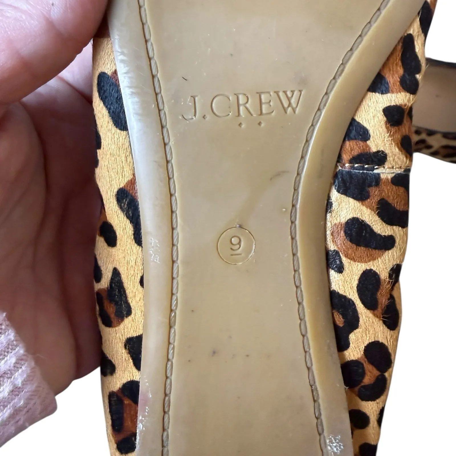 J.CREW Real Calf Fur Leopard Print Flats Pointy Toe Tassels 9M Preppy Animal Size 9 - Image 7