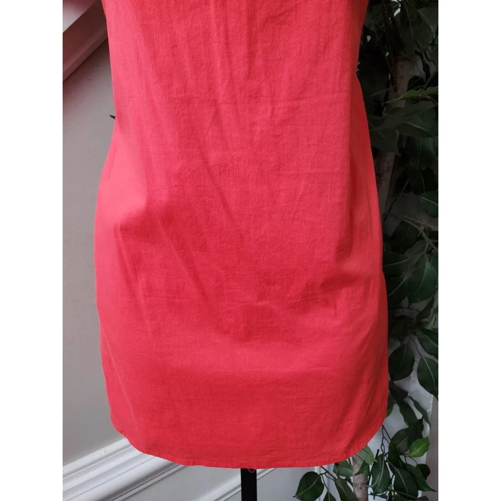 Breathless Women's Red Cotton Round Neck Short Sleeve Knee Length Dress Size XS - Image 4