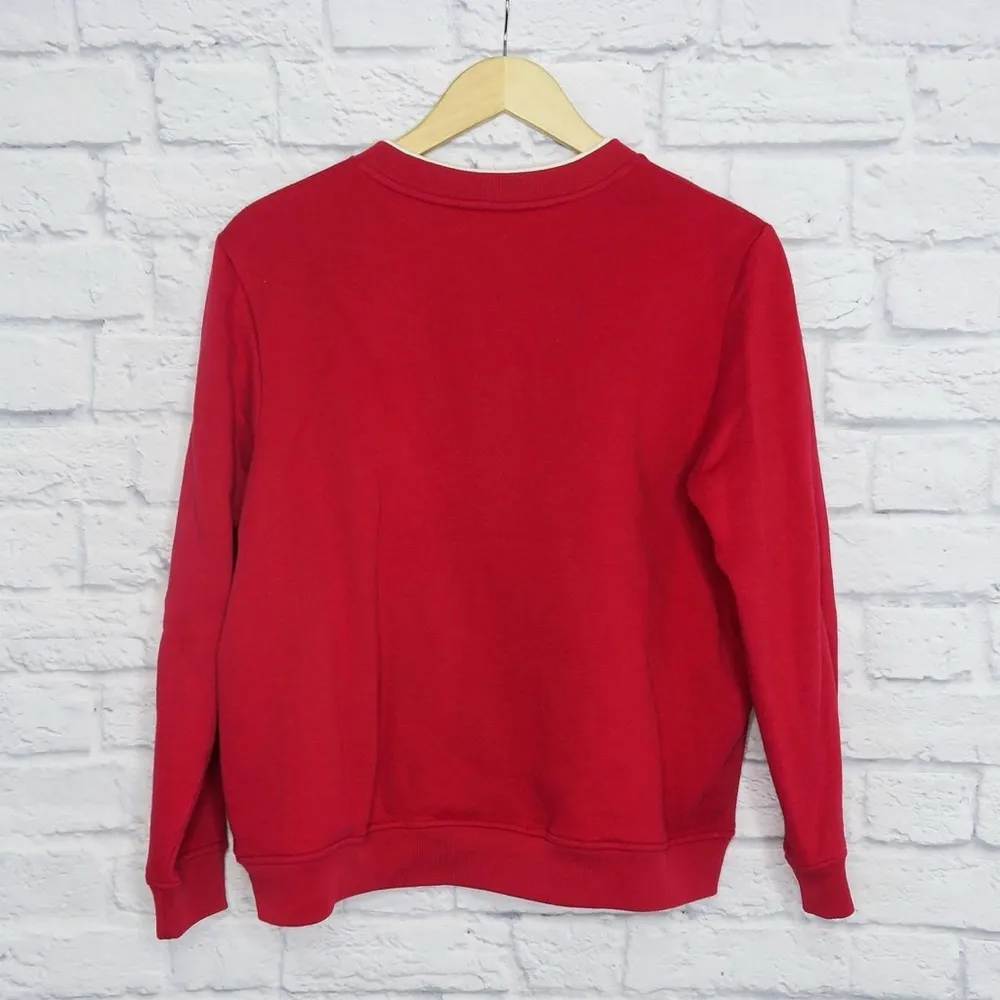 Vintage 90s Snowman Ice Skating Embroidered Christmas Sweatshirt - Image 3