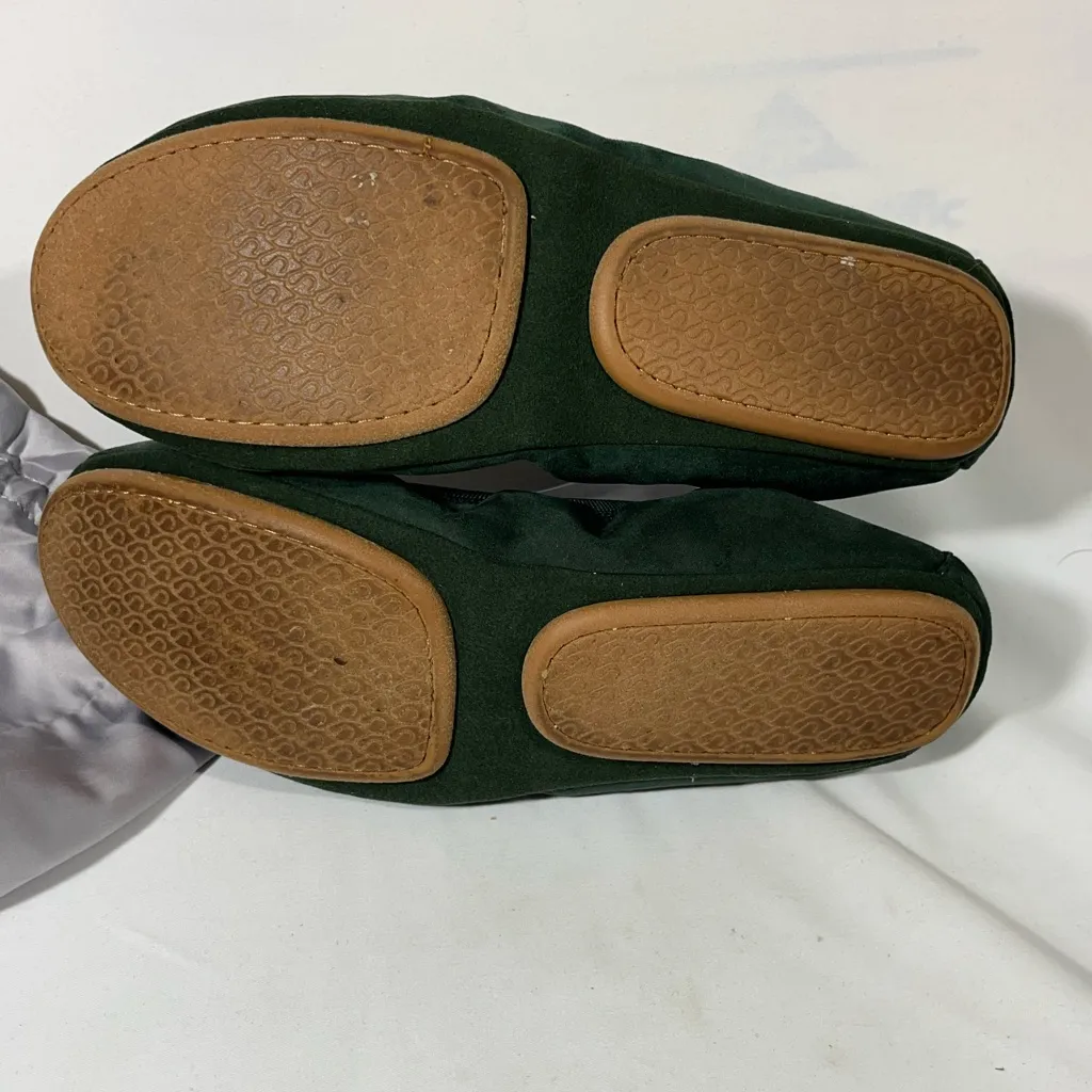 YOSI NEW YORK FOLDABLE TRAVEL BALLET FLATS WOMEN MICROSUEDE GREEN SZ 10 PREOWN - Image 9