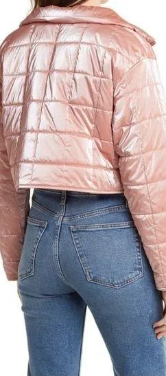Elodie cropped quilted puffer jacket shimmering dusty rose size M NWT - Image 2