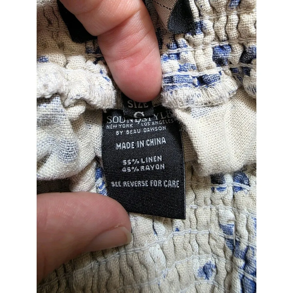 Sound Style Beau Dawson Pants Women Small Linen Blend Wide Leg Pull - Image 6