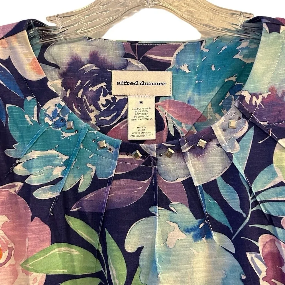Alfred Dunner Women's Floral Cinched Waist Tee Multicolor Size M - Image 4