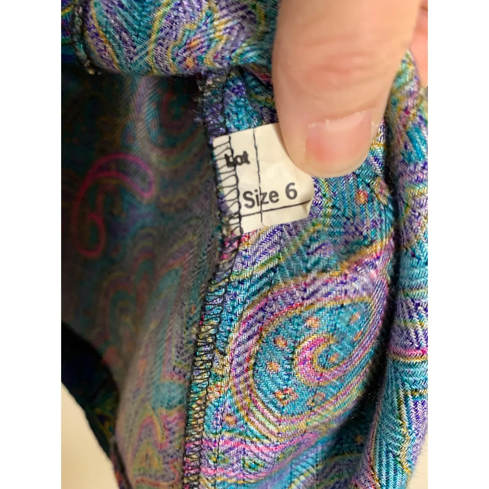 90s Vintage Turquoise Pink Paisley Top Skirt Set Sz XS Blue - Image 14