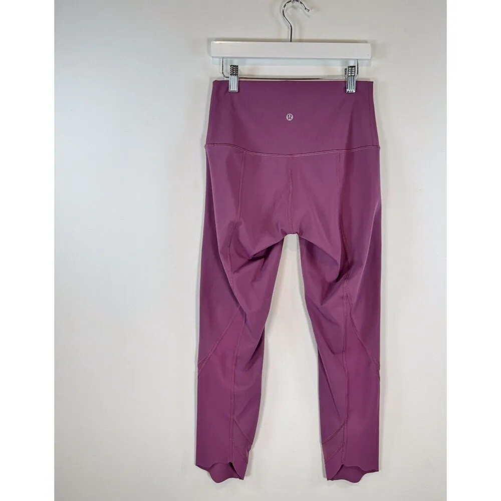 Lululemon Women Leggings Purple Wunder Under Crop Scallop Pull On Stretch Size 6 - Image 7