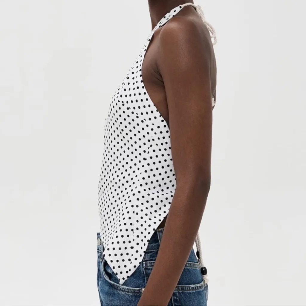 Reformation Reese Black White Polka Dot Top New! - Image 3