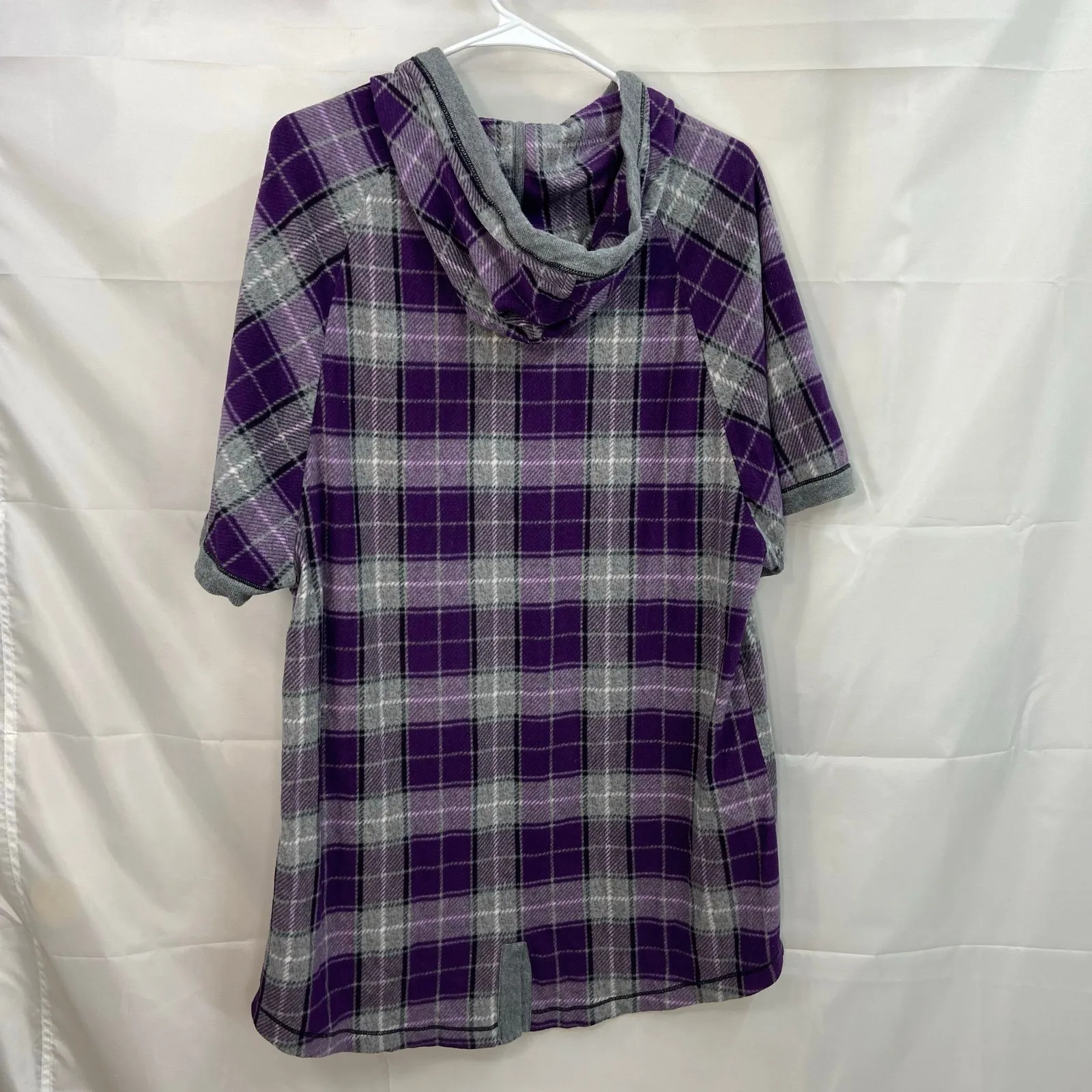 Disney women's purple plaid hooded soft fleece tinker bell pullover sweatshirt M - Image 7