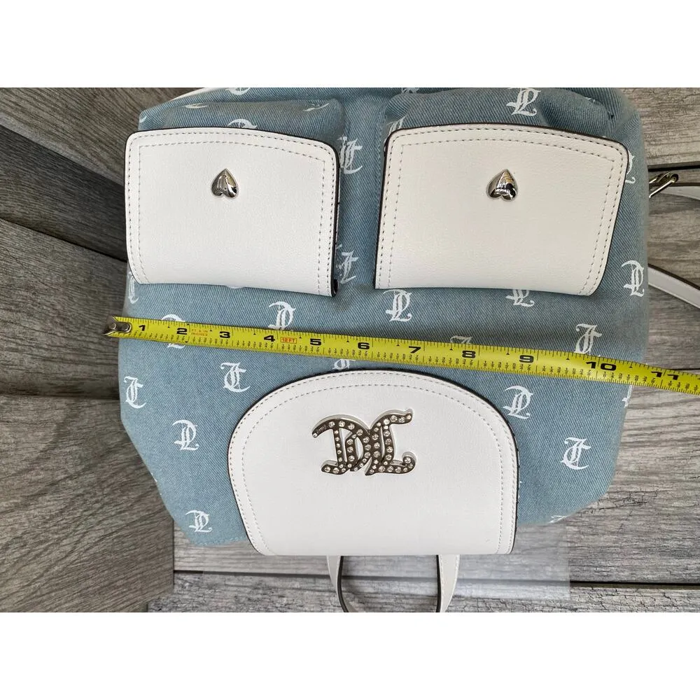 Juicy Couture Blue Denim Backpack with Rhinestone Logo & Heart Accents - Image 4