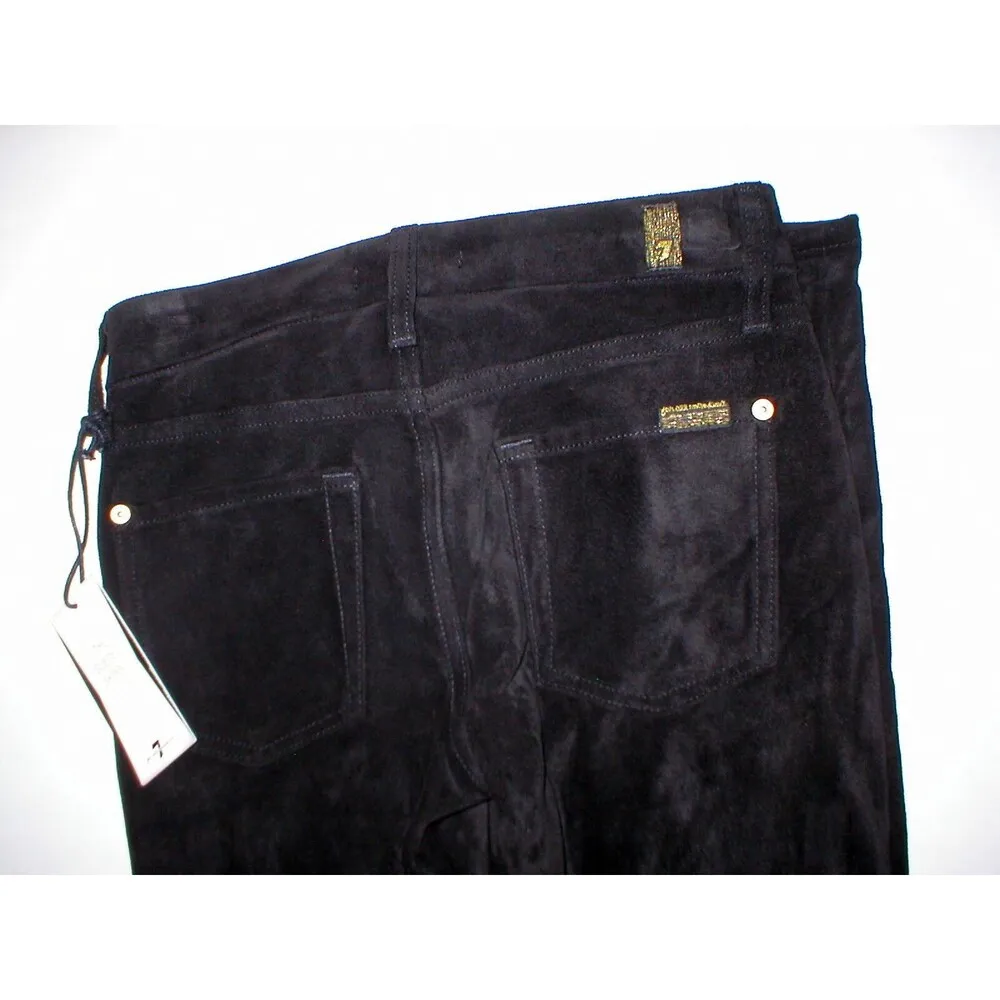 New Womens 24 Black 7 for all mankind Jeans Pants USA Sueded Skinny Soft NWT - Image 9