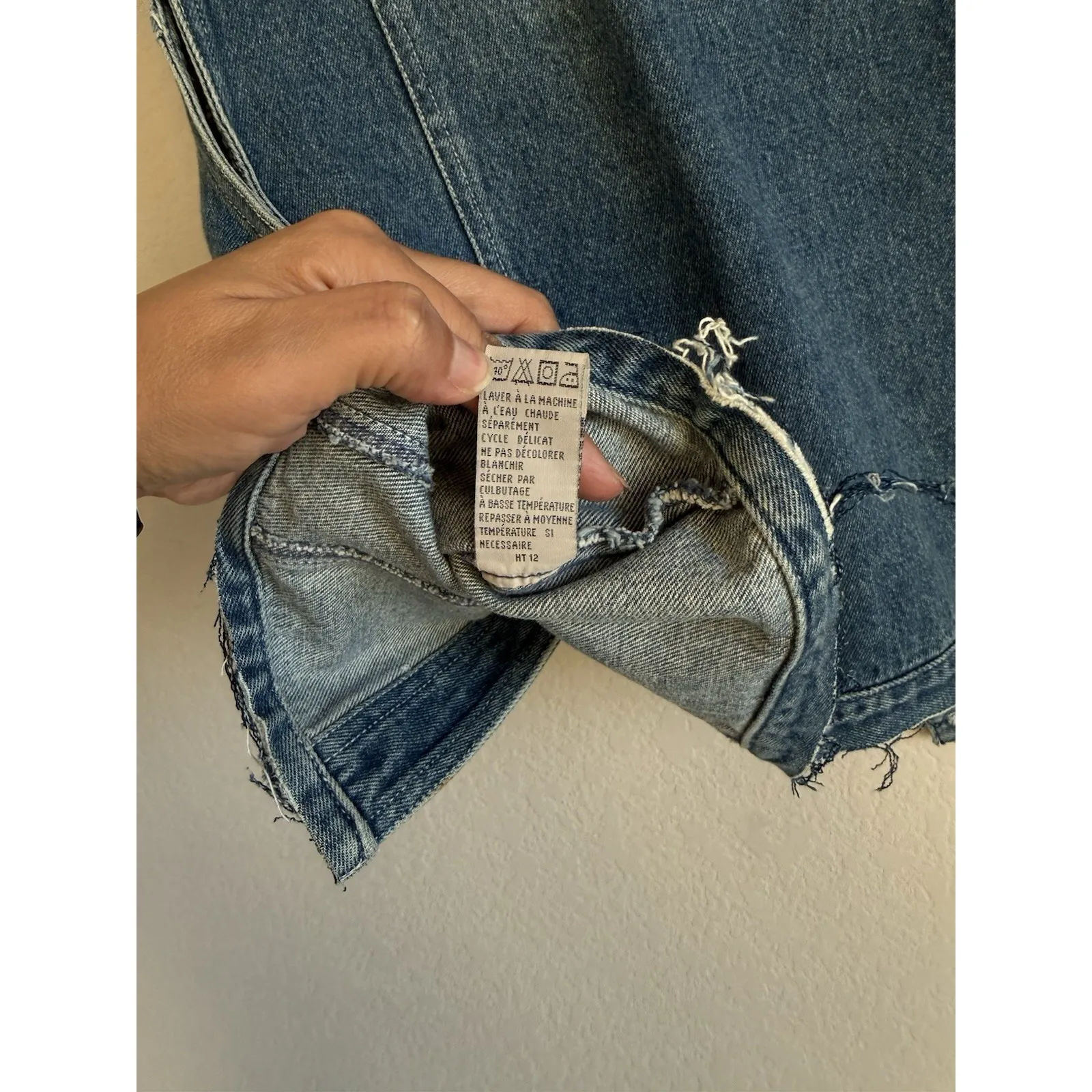 Vintage Nautica Denim Vest Raw Hem Women's Size 12 Biker Collared Pockets 90s - Image 5