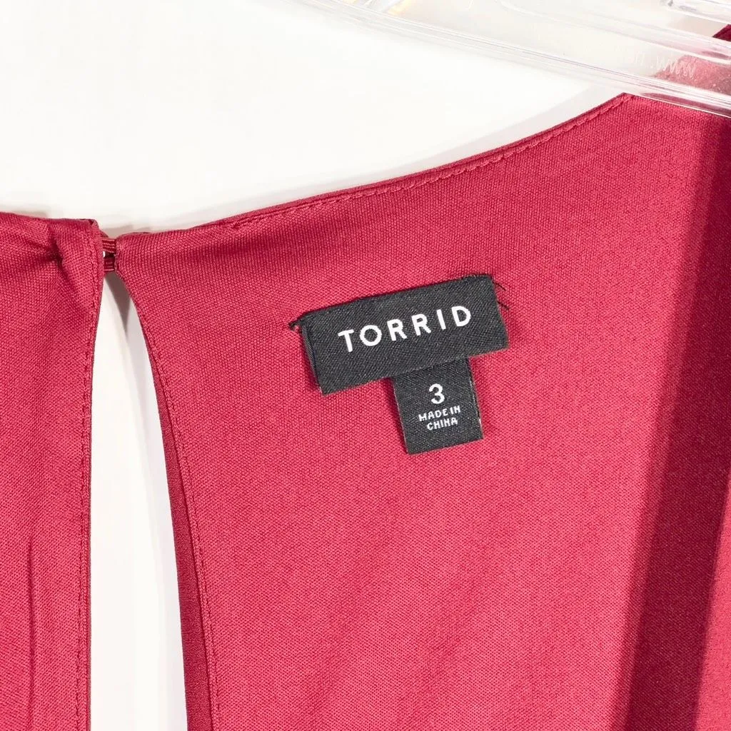 Torrid Plus Size 3X Top Peplum Crepe‎ Sweetheart Neck Top Red Keyhole Blouse 686 - Image 11