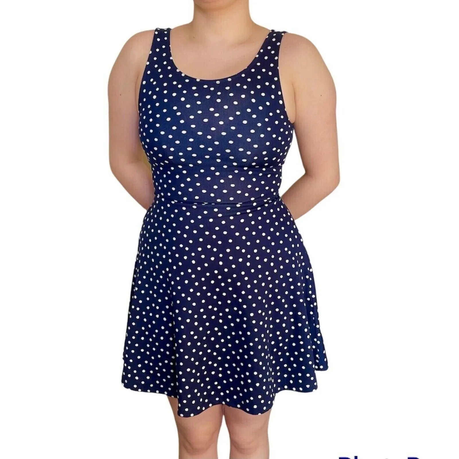 H&M Divided Dress Sz 2 Sleeveless  Polka Dots Casual Preppy Modern Parisian - Image 6