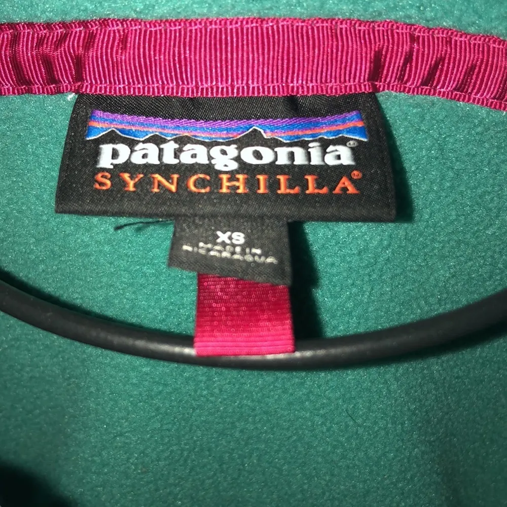 Patagonia Fleece Synchilla Snap T Women's XS Green Teal Pull Over Top sweatshirt - Image 4