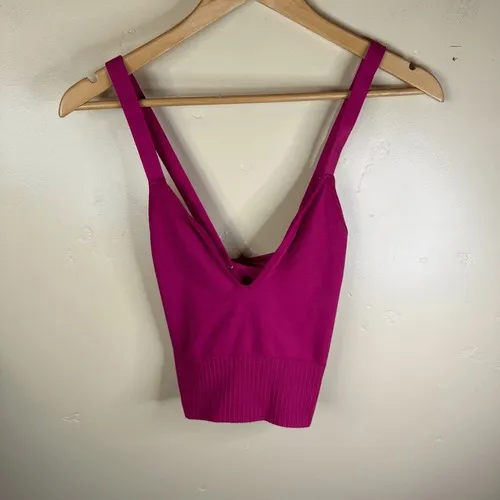 Free People Movement Size M/L Good Karma Crop Top Size M/L Fuchsia‎ Activewear Pink - Image 3